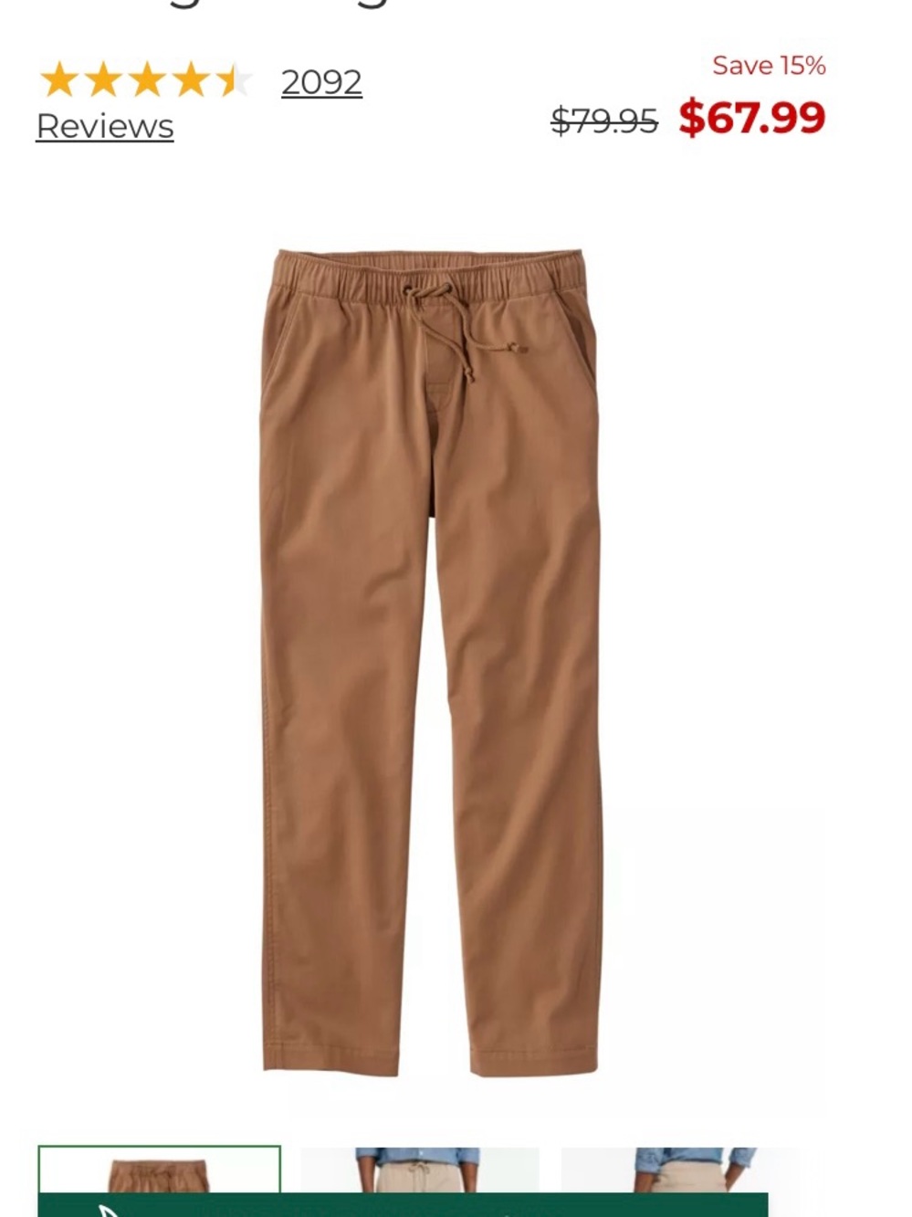 L.L. Bean Men's Khaki Canvas Pants SZ XL - Picture 8 of 8